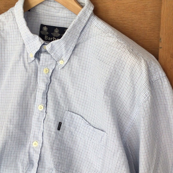 Barbour Men's Lightweight Cotton Blue Plaid Button Down Shirt XL - Picture 2 of 13